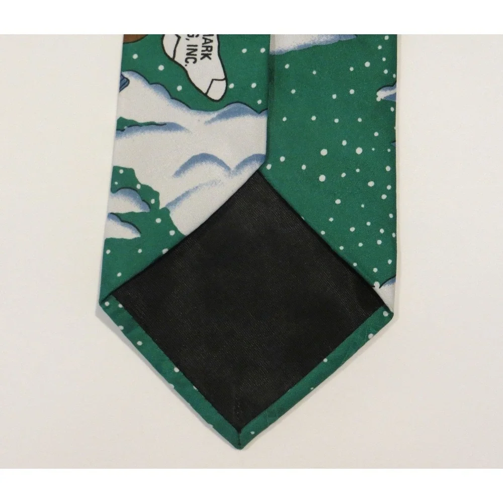 Hallmark Santa Clause Reindeer North Pole Christmas Neck Tie Green Holiday - Picture 6 of 6